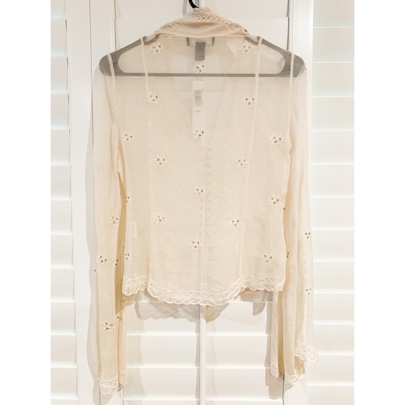 LAUNDRY BY SHELLI SEGAL SEE THRU EMBROIDERED TOP - Picture 5 of 5